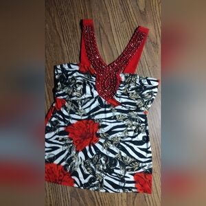 Venus Beaded Animal Print Top